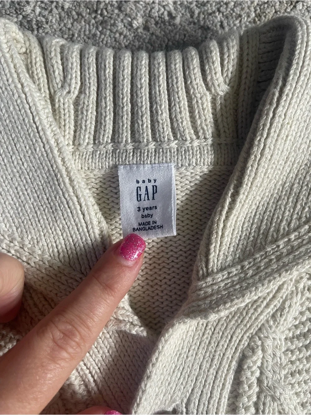 GAP Cream Cable Knit Shawl Collar Button Cardigan